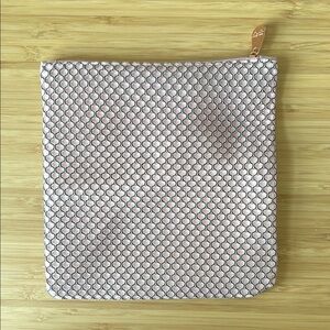 Ipsy Bag - Chic Pale Pink and Black Mesh Cosmetic Pouch with Rose Gold Zipper